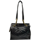 シャネル CHANEL ココマーク チェーントートバッグ 3番台 ブラック ゴールド金具 ラムスキン レディース ショルダーバッグ