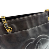 シャネル CHANEL ココマーク チェーントートバッグ 3番台 ブラック ゴールド金具 ラムスキン レディース ショルダーバッグ