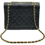 シャネル CHANEL マトラッセ ダブルフラップバッグ ブラック ゴールド金具 ラムスキン レディース ショルダーバッグ