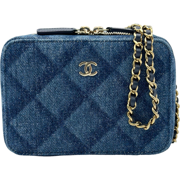 CHANEL ノベルティ　ブルー　 デニムショルダーバッグ シャネル CHANEL デニム カメラバッグ AP2463 ブルー ゴールド金具