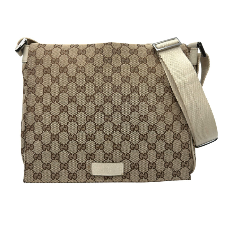 【GUCCI】メッセンジャーバッグ GG 総柄 キャンバス 本革 ベージュ グッチ GUCCI メッセンジャーバッグ 146236 アイボリー GGキャンバス