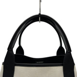 バレンシアガ BALENCIAGA ネイビーカバスS 339933 アイボリー/ブラック キャンバス/レザー レディース トートバッグ