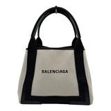 バレンシアガ BALENCIAGA ネイビーカバスS 339933 アイボリー/ブラック キャンバス/レザー レディース トートバッグ