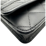 シャネル CHANEL カンボンライン チェーンウォレット A46646 16番台 ブラック シルバー金具 ラムスキン レディース ショルダーバッグ
