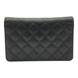 シャネル CHANEL カンボンライン チェーンウォレット A46646 16番台 ブラック シルバー金具 ラムスキン レディース ショルダーバッグ
