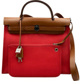 エルメス HERMES エールバッグジップPM C刻印 ピンク シルバー金具 トワル レディース ショルダーバッグ