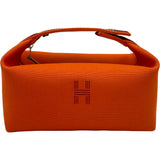 エルメス HERMES ブリッドアブラックPM オレンジ シルバー金具 トワル レディース ハンドバッグ