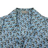 クリスチャン・ディオール Christian Dior オブリーク総柄オープンカラーシルクシャツ 013C549A4751 ブルー シルク メンズ 半袖シャツ