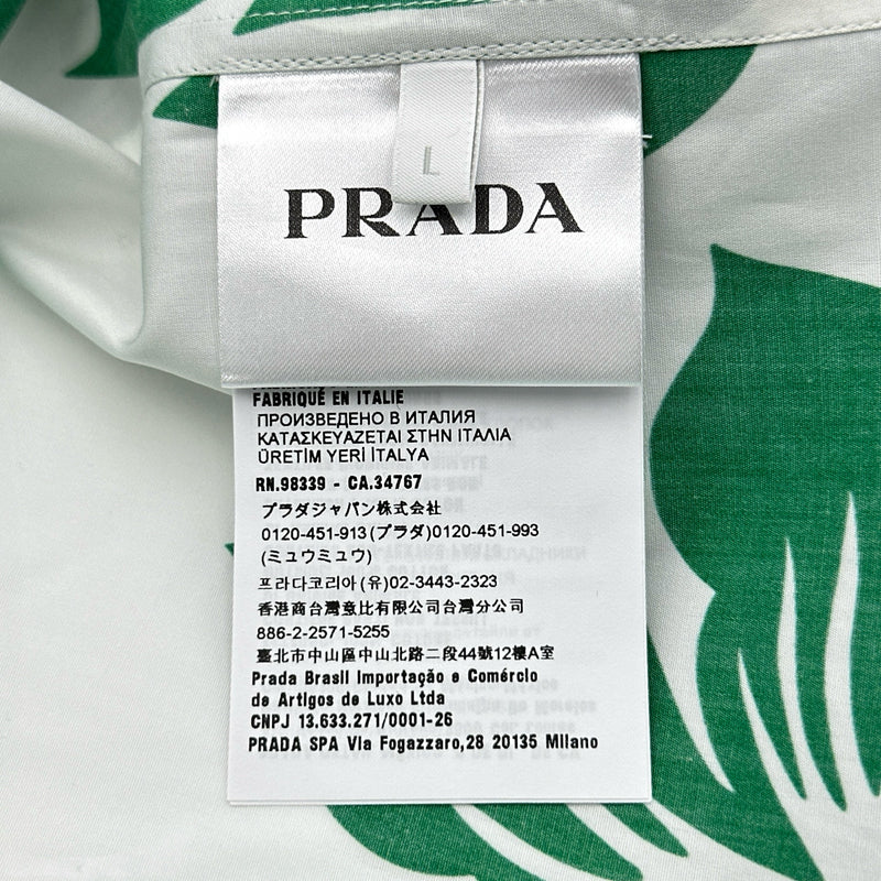 プラダ PRADA 総柄オープンカラーシャツ UCS414 グリーン コットン
