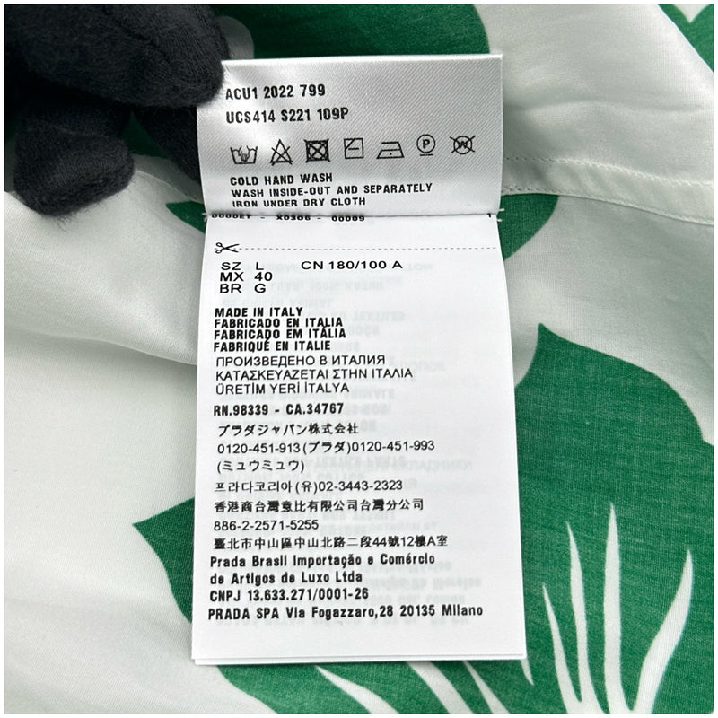 プラダ PRADA 総柄オープンカラーシャツ UCS414 グリーン コットン
