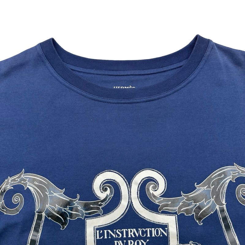 エルメス HERMES プリントTシャツ ネイビー コットン レディース 半袖