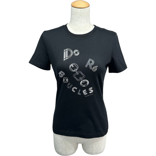 エルメス HERMES プリントTシャツ 3H4611DL ブラック コットン