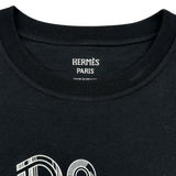 エルメス HERMES プリントTシャツ 3H4611DL ブラック コットン レディース 半袖Ｔシャツ