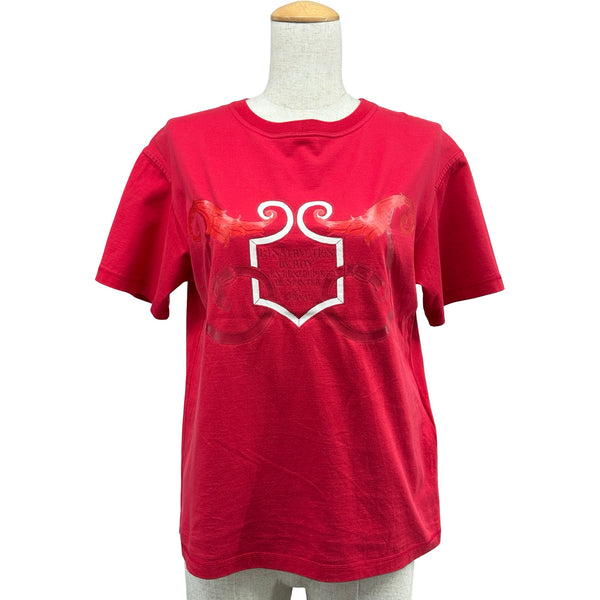 FROM JAPAN　HERMES エルメス 半袖シャツ ボルドー エルメス HERMES プリントTシャツ レッド コットン レディース 半袖T