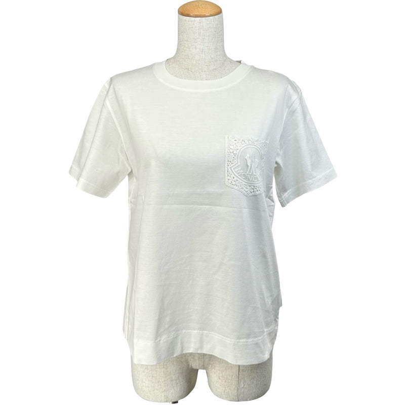 モンクレール MONCLER ロゴレースポケットTシャツ ホワイト コットン モンクレール MONCLER ロゴレースポケットTシャツ ホワイト コットン