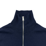 プラダ PRADA ハーフジップリブニットトップス DNA815 ネイビー ウール レディース ニット