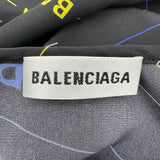 バレンシアガ BALENCIAGA ロゴ総柄プリーツシルクワンピース 556565 ブラック シルク レディース ワンピース