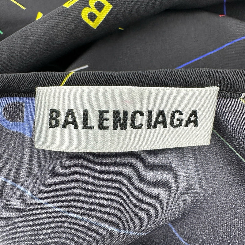 バレンシアガ BALENCIAGA ロゴ総柄プリーツシルクワンピース 556565