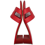 エルメス HERMES オアジス ヒールサンダル 141146Z レッド レザー レディース サンダル