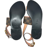 ルイ・ヴィトン LOUIS VUITTON ダミエロゴフラットサンダル SC0139 ピンク レザー レディース サンダル