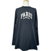 バレンシアガ BALENCIAGA PAIRSロゴオーバーサイズロングTシャツ 681046 ブラック コットン メンズ 長袖Ｔシャツ