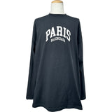 バレンシアガ BALENCIAGA PAIRSロゴオーバーサイズロングTシャツ 681046 ブラック コットン メンズ 長袖Ｔシャツ