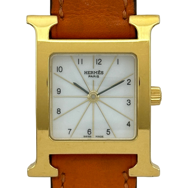 美品 エルメスHERMES Hウォッチベルト ゴールド U刻印 HH1.201. エルメス HERMES Hウォッチ HH1.201 ホワイト メッキ/ステンレス