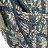 クリスチャン・ディオール Christian Dior トロッターサドルバッグ ネイビー ゴールド金具 キャンバス・レザー レディース ショルダーバッグ