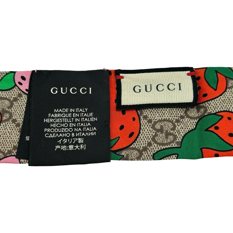 ぬえ♡グッチ GUCCI スカーフ りんご アップル ネックボウ G グッチ GUCCI ネックボウ GGストロベリー マルチカラー シルク