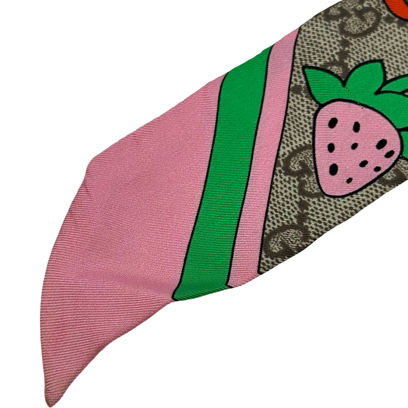 グッチ GUCCI ネックボウ GGストロベリー マルチカラー シルク