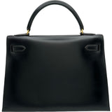 エルメス HERMES ケリー32 外縫い 〇Z刻印 ブラック ゴールド金具 ボックスカーフ レディース ショルダーバッグ