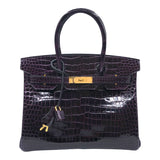 エルメス HERMES バーキン30 A刻印 アメジスト ゴールド金具 ポロサスリセ レディース ハンドバッグ
