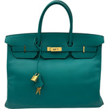エルメス HERMES バーキン40 パーソナルオーダー X刻 ブルーパオン/ヴェールアングレ/ゴールド金具 エプソン メンズ ハンドバッグ