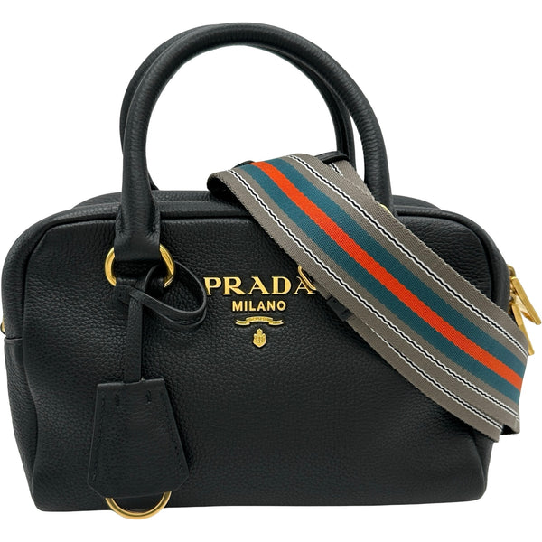 プラダ PRADA ロゴ2WAYバッグ 1BB108 ブラック レザー レディース