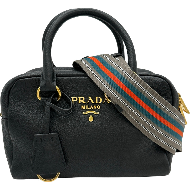 プラダ PRADA ロゴ2WAYバッグ 1BB108 ブラック レザー レディース 
