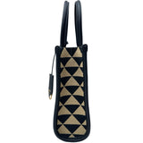 プラダ PRADA シンボルミニバッグ 1BA355 ベージュ/ブラック キャンバス レディース ハンドバッグ