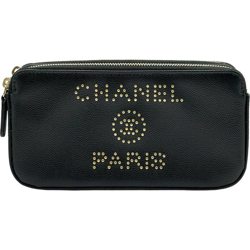 シャネル CHANEL ドーヴィル チェーンウォレット 28番台 ブラック