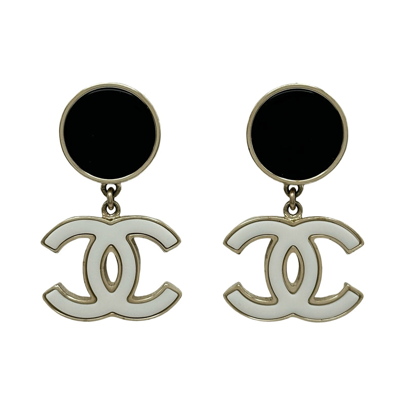 CHANEL シャネル ピアス ココマーク ブラック ホワイト レディース シャネル CHANEL ココマークピアス ホワイト/ブラック メッキ