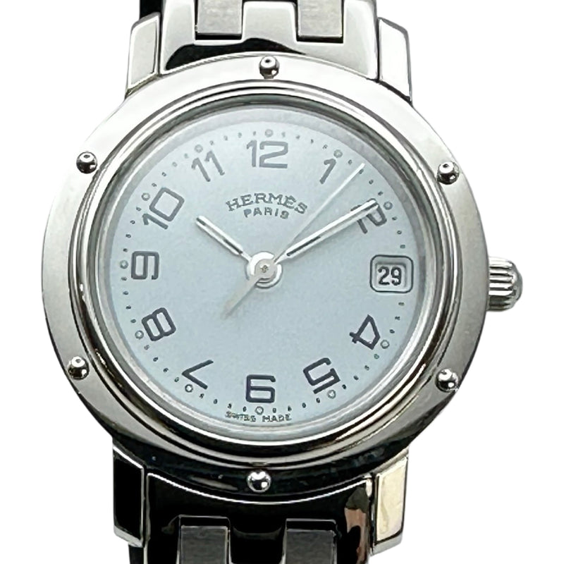 ◆エルメス◆クリッパー◆レディース◆約１２ｍｍ幅◆２連コマ◆CL4.210◆ エルメス HERMES クリッパー CL4.210 ホワイト ステンレススチール