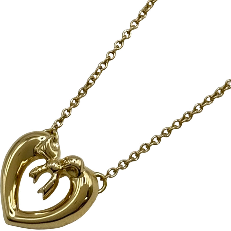 Tiffany ゴールドリボンネックレス　AU750 ティファニー TIFFANY＆CO ハートリボンネックレス ゴールド 750