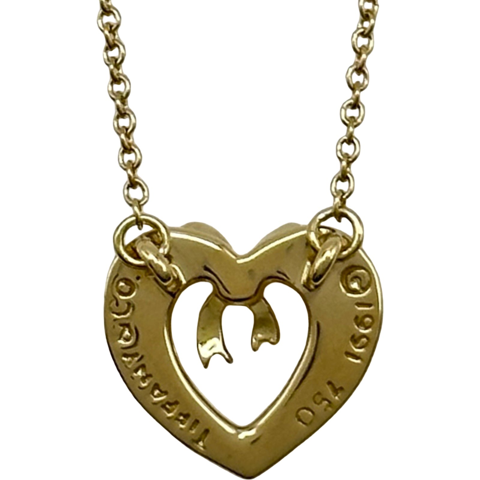 ティファニー TIFFANY＆CO ハートリボンネックレス ゴールド 750