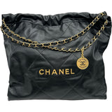 シャネル CHANEL CHANEL22 ハンドバッグ AS3261 ブラック ゴールド金具 シャイニーカーフスキン レディース ハンドバッグ