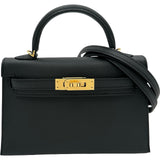 エルメス HERMES ミニケリー2 G刻印 ブラック ゴールド金具 エプソン レディース ショルダーバッグ