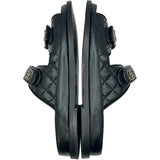 シャネル CHANEL ココマークキルティング レザーサンダル G45507 ブラック レザー レディース サンダル