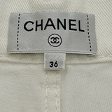 シャネル CHANEL ココネージュ ココマークステッチデニムパンツ P77384 ホワイト コットン レディース デニムパンツ