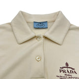 プラダ PRADA ロゴプリントスウェットポロシャツ 135726 アイボリー コットン レディース ポロシャツ