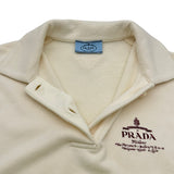 プラダ PRADA ロゴプリントスウェットポロシャツ 135726 アイボリー コットン レディース ポロシャツ
