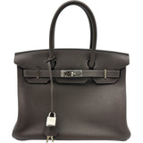 エルメス HERMES バーキン30 ヴェルソ Y刻印 エベンヌ/ゴールド シルバー金具 トゴ レディース ハンドバッグ