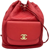 シャネル CHANEL マトラッセバックパック 24番台 レッド ゴールド金具 カーフ・キャビア レディース リュック・デイパック