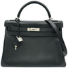 エルメス HERMES ケリー32 内縫い □J刻印 ブラック/シルバー金具 エプソン レディース ショルダーバッグ